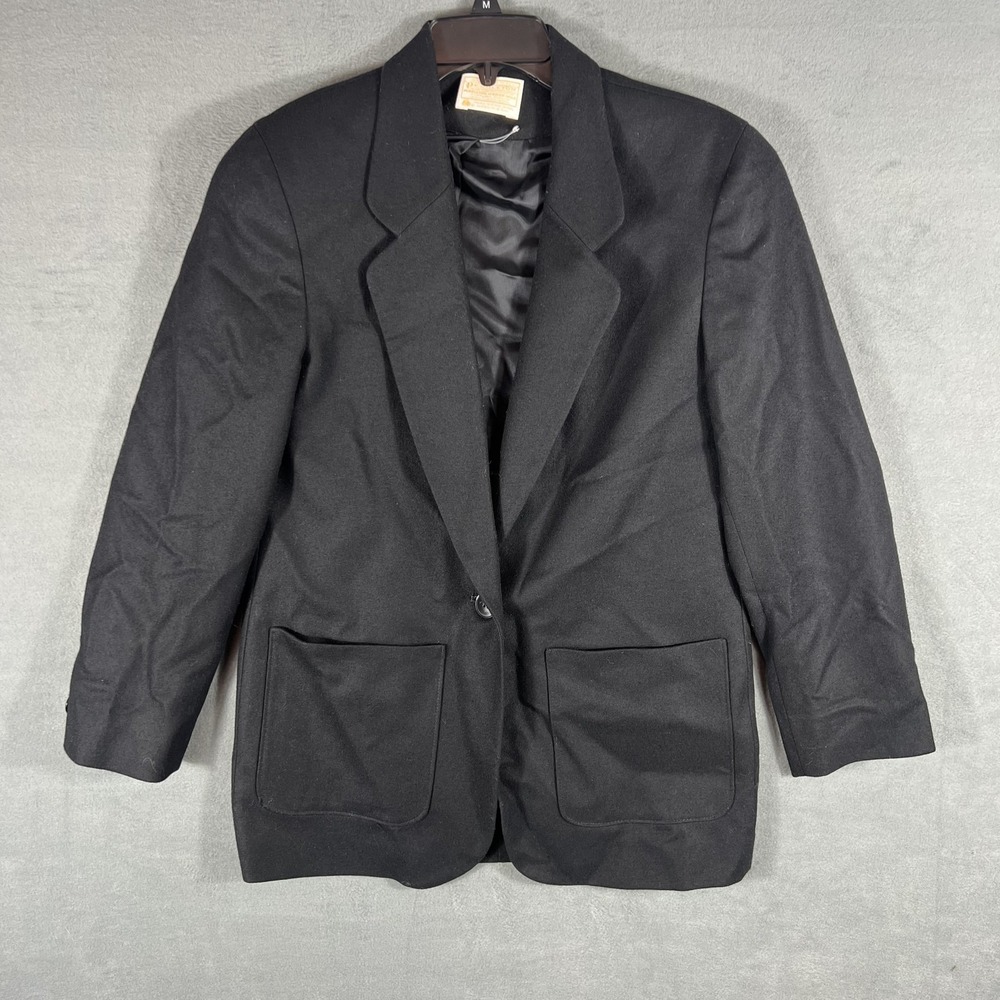 Pendleton Women's Black 100% Virgin Wool One Button Blazer Jacket Size M Made in